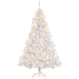 6ft White Christmas Tree Pre Lit PVC with Metal Stand 250 Warm White LED 1000 Tips for Home Decoration