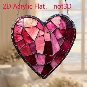 CIFbuy Stained Glass Style Acrylic Heart Sun Catcher Window Hanging Home Decor Gift for Holidays (TikTok, temu pick-up service)