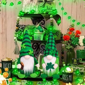 St Patricks Day Gnomes Decorations, 2 Pack Gnomes Plush Lucky Green Shamrock Home Table Decor Ornaments for Irish Saint Patrick's Day