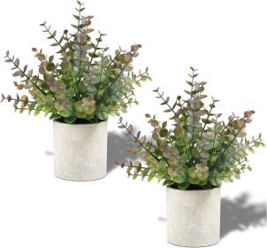 2 Pack Small Fake Plants Christmas Plants Eucalyptus Potted Artificial Plants for Home Indoor Fireplace Mantel Shelf Desk Home Bathroom Farmhouse